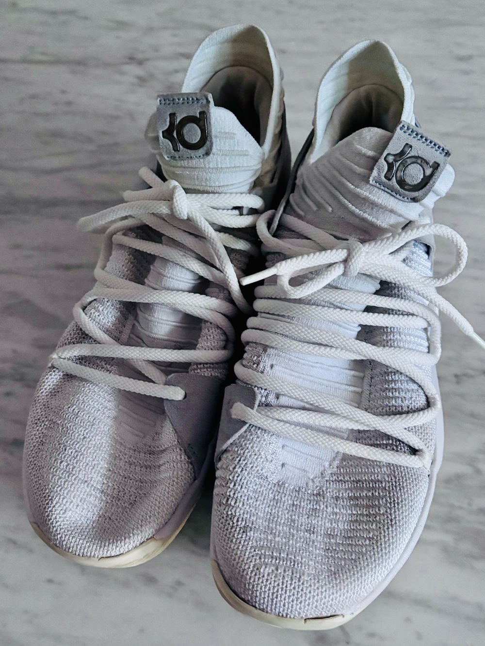 Nike Light Grey and White KD Knit Basketball Shoes